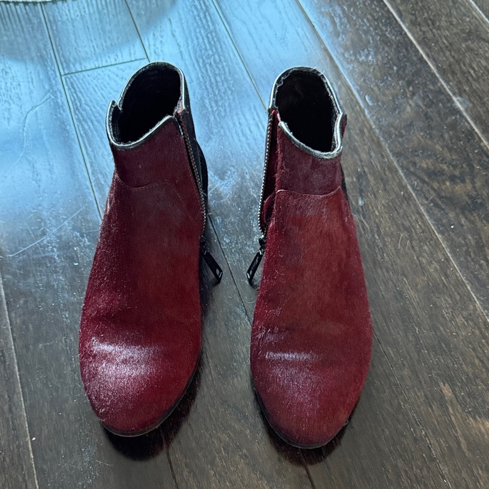 Rebecca Minkoff Burgundy and black pony hair Ankle Boots